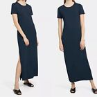 Theory Cheryl O Crewneck Travel Maxi Dress Navy Blue Modal Blend Size XS (P)