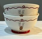 2 Pottery Barn Christmas Bowls Ice Cream cereal soup salad Bowls Set Of 2