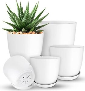 Plant Pots Indoor with Drainage - 7/6.6/6/5.3/4.8 Inches Decorative Utopia Home