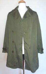 Vintage 1955 US Military Double Breasted Cotton Overcoat Trench Coat OG 107 MED