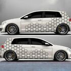 Racing Car Camouflage Hollow Hexagon Honeycomb Side Stickers Decals DIY Decor (For: More than one vehicle)