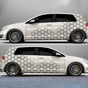 Racing Car Camouflage Hollow Hexagon Honeycomb Side Stickers Decals DIY Decor (For: 2022 Kia Rio S Sedan 4-Door 1.6L)