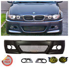 BMW E46 M3 STYLE FRONT BUMPER W/ AMBER FOG LIGHTS SPORTS COVERS 2000-2006 COUPES