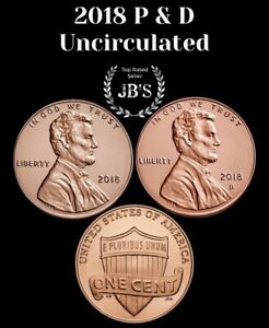2018-P&D Lincoln Shield Cent (2) Penny Set BRILLIANT UNCIRCULATED *JB's Coins*
