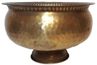Antique Vintage Solid Brass Hammered Planter Pedestal Bowl 10