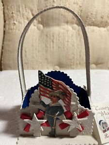 Bethany Lowe Designs Independence Day Patriotic Americana Pocket Basket New