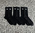 3 Pairs Adidas Black Crew Socks White Logo Size 6-12 Mens Trefoil Genuine New