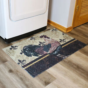 Indoor Kitchen Floor Mat - Brown Rooster - 23 in x 35 in by Sunnydaze