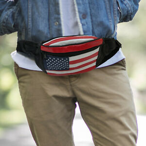 American Flag Fanny Pack Waist Wallet Genuine Leather New