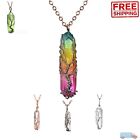 Crystal Gemstone Necklace Pendant Natural Chakra Stone Energy Healing with Chain