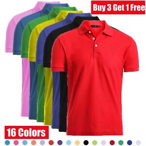 Men's Causal Cotton Polo Dri-Fit T Shirt Jersey Short Sleeve Sport Casual Golf