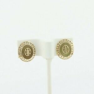 10k Yellow Gold Jade Earrings Stud Post Earrings Chinese Character