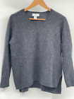 Magaschoni Cashmere Sweater Women Size Small Gray V Neck Pullover Boxy
