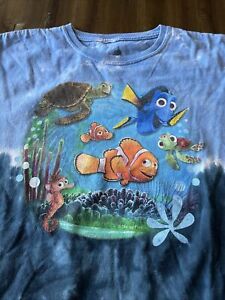 Finding Nemo Tie Dye Disney Park Pixar Graphic T Shirt Size XL Ocean Life Rare
