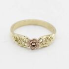 Baby Diamond Cut Flower Ring Real 10K Yellow Rose Gold Size 1