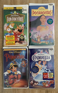 New ListingLot of 4 sealed Disney Movies VHS Tapes Cinderella Pocahontas Pinocchio Fancy