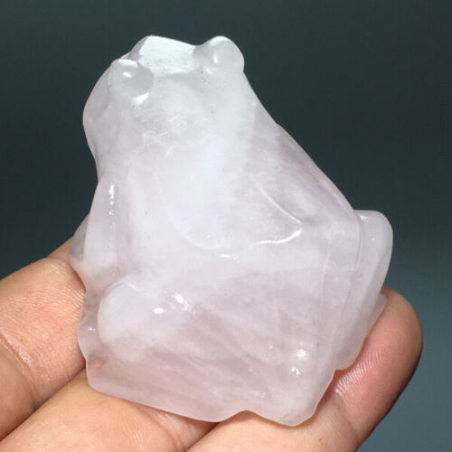 New Listing102g Natural Crystal.Rose crystal.Hand-carved.Exquisite frog statues.gift37