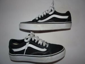 Vans Old Skool Black White Canvas Suede Men 3.5  Women 5 Shoes Sneakers Low Flat