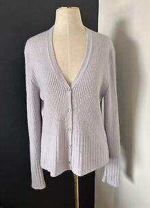 Made in Scotland Ribbed Knit 100% Cashmere V-Neck Button Front Cardigan *Read