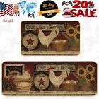 Farmhouse&Decorative Kitchen Rugs and Mats Set of 2, Farm Rooster Non-Slip