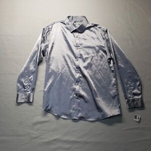 VICALLED Gray Silver Luxury Dress Shirt Button Up Adult Men's Size L Large