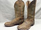 HP Horse Power Anderson Bean Men's 12 Weaved Tan Leather Square Toe Western Boot