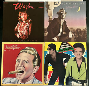 New ListingLot/4 Vinyl Waylon Jennings Don Williams Jerry Lee Lewis Fabulous Thunderbirds