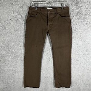 Nili Lotan Ankle Fray Pants Size 4 Brown Trousers Cotton Cropped Womens USA Made