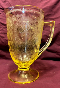 Indiana glass Depression Yellow Horseshoe Pitcher pattern # 612 rare 1930-1933