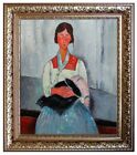Framed Modigliani Gypsy Woman Repro, Quality Hand Painted Oil Painting 20x24in