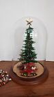 Vintage Westrim Seed Glass Beaded Christmas Tree W/Glass Dome Cloche