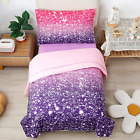 4-Piece Toddler Bedding Sets for Girls Pink Purple Toddler Comforter Set New