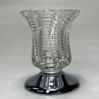 Vintage Toothpick Holder Chrome Base Clear Swirl Pressed Glass