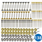 138Pcs Brass Wire Wheel Cup Pen Brush Mix Set For Dremel Rotary Tool Die Grinder