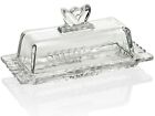 Premium Glass Butter Dish with Flower Lid and Easy Grip Handle - Dishwasher Safe