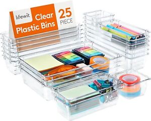 Lifewit Drawer Organizer Set Clear Plastic Desk Bathroom Makeup