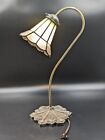 Tiffany Style Leaded Glass Goose Neck Table Lamp Stained Glass Floral Base