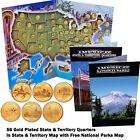 Complete 56 State and Territory Quarter Collection Gold Plated in Folder Map COA