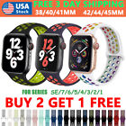 Sport Band Silicone iWatch Strap For Apple Watch Series 7 SE 6 5 4 3 2 1 40 44mm
