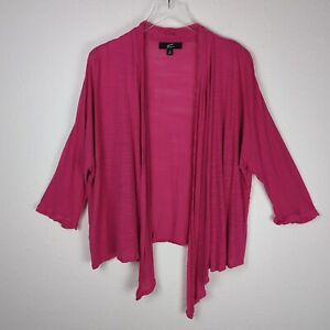GNW Women's Knit Wrap 2X Hot Pink Waterfall Lapel 3/4 Sleeve