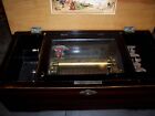 Antique Swiss Music Box Player WORKS Beautiful wood case Cask NICE SOUND d
