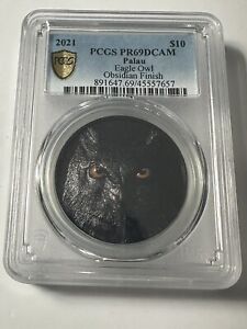 2021 Palau Hunters by Night Eagle Owl 2 Oz Silver Coin PCGS PR69 DCAM with OGP