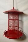11-in Tall Red Metal Retractable Songbird Hanging Feeder w 3 Perches, 9-in cable