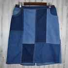 Vintage blue lightweight denim jean patchwork skirt w/ pockets Blair sz large