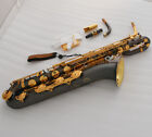 MATT BLACK Baritone Saxophone GOLD BELL Eb Sax Abalone Shell Key With Case
