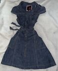 G by Guess cap sleeve denim mini dress S solid blue snap front