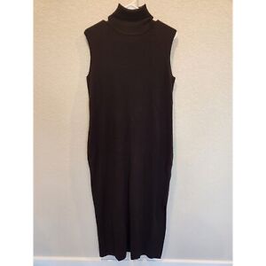 Vintage Norton Studio Womens Sz L Maxi Sweater Dress Black Ribbed