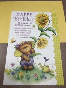 Happy Birthday Special Friend Mary Hamilton Bear 5.5”x8” Hallmark Greeting Card