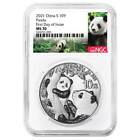2021 10 Yuan Silver China Panda NGC MS70 FDI Panda Label