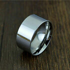 10mm Men Women Wide Band Stainless Steel Ring Big Cool High Polished Flat
